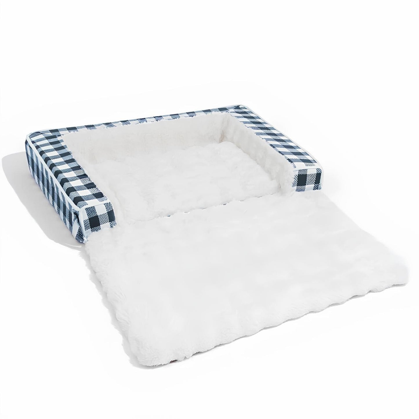 ergonomisches-beruhigungs-hundebett-waschbar-klassisch-karo-rot-mittel-für-hunde-happyhunde