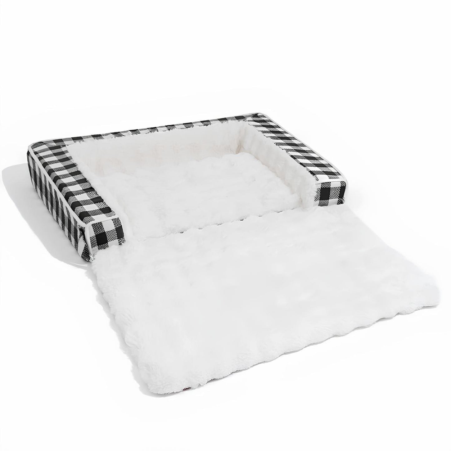 ergonomisches-beruhigungs-hundebett-waschbar-klassisch-karo-rot-mittel-für-hunde-happyhunde