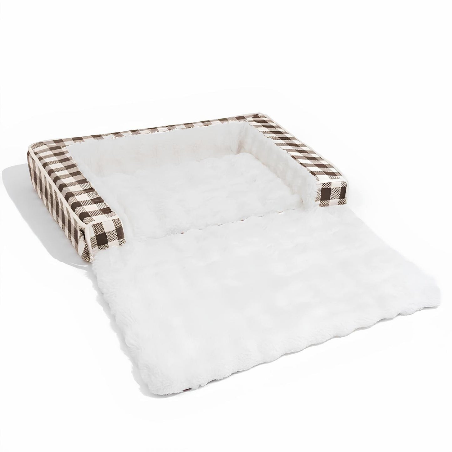 ergonomisches-beruhigungs-hundebett-waschbar-klassisch-karo-rot-mittel-für-hunde-happyhunde