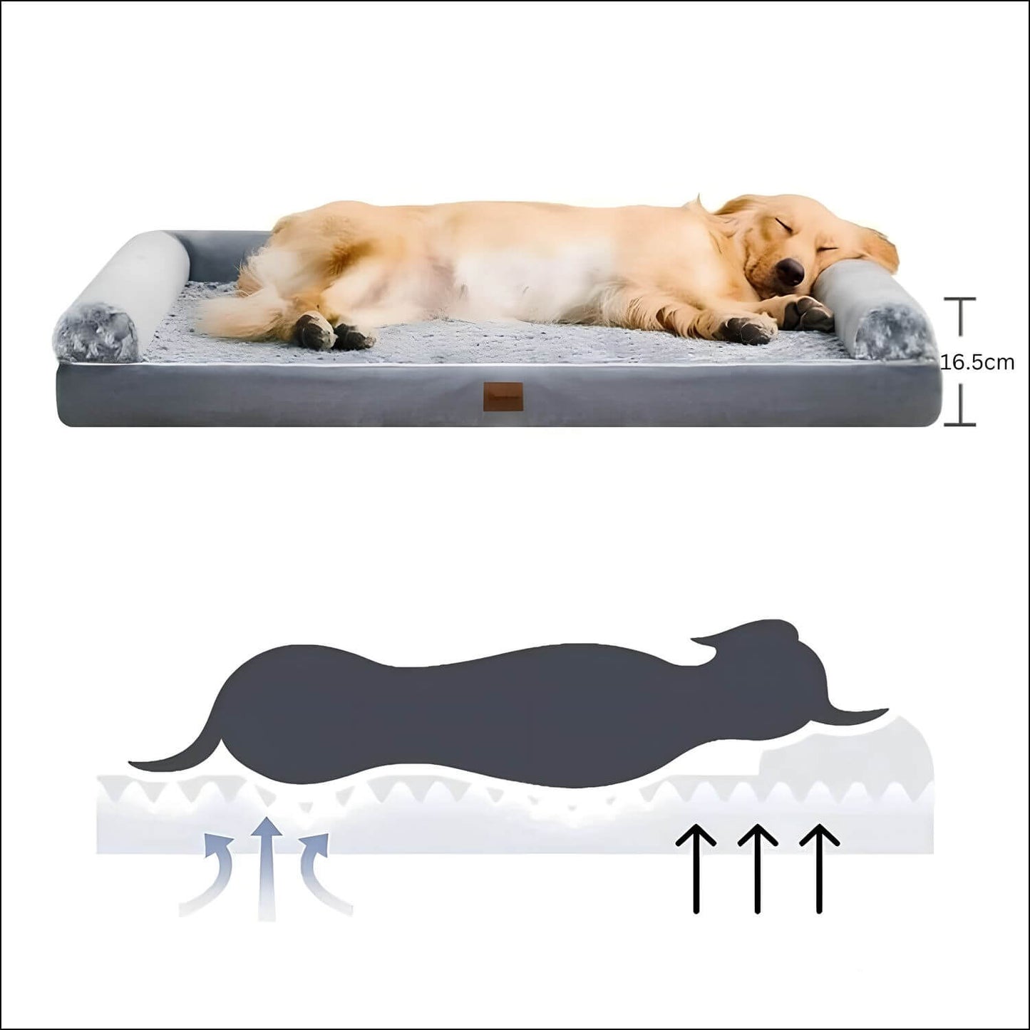 Sam Orthopädisches Wasserdichtes Hundebett - Grau