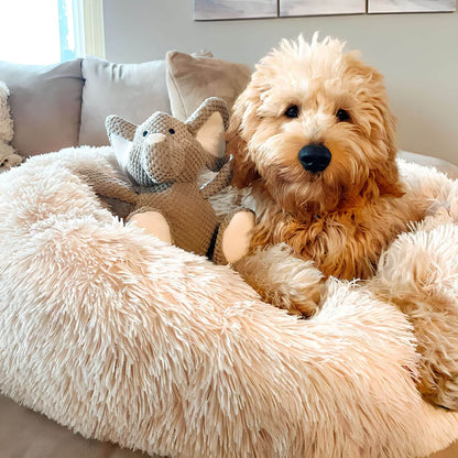 Beruhigendes Hundebett - Weiches, rundes Kuschelbett