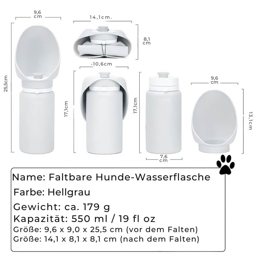 Faltbare Hunde-Wasserflasche - Tragbare Trinkflasche