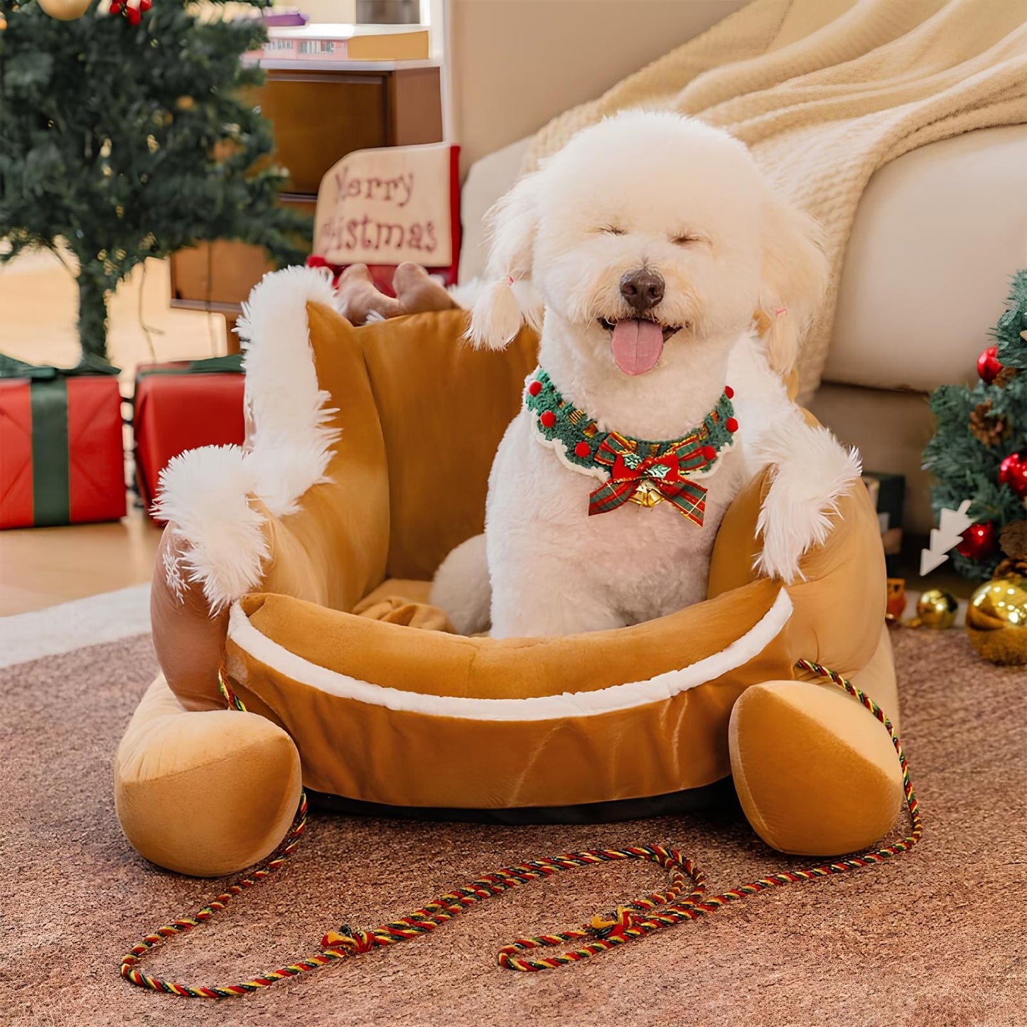 festliches-hundebett-kuscheliger-weihnachts-schlitten-pluesch-happyhunde