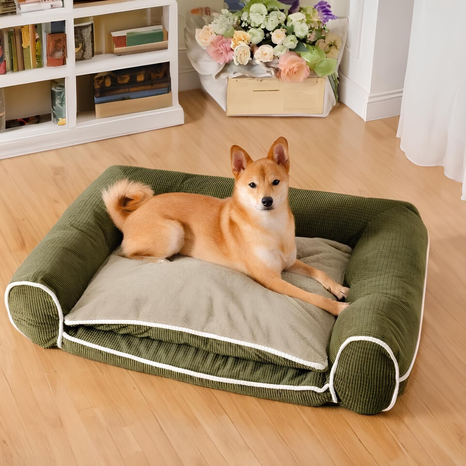 flanell-deluxe-orthopaedisches-hundebett-memory-schaum-komfort-joint-support-HappyHunde