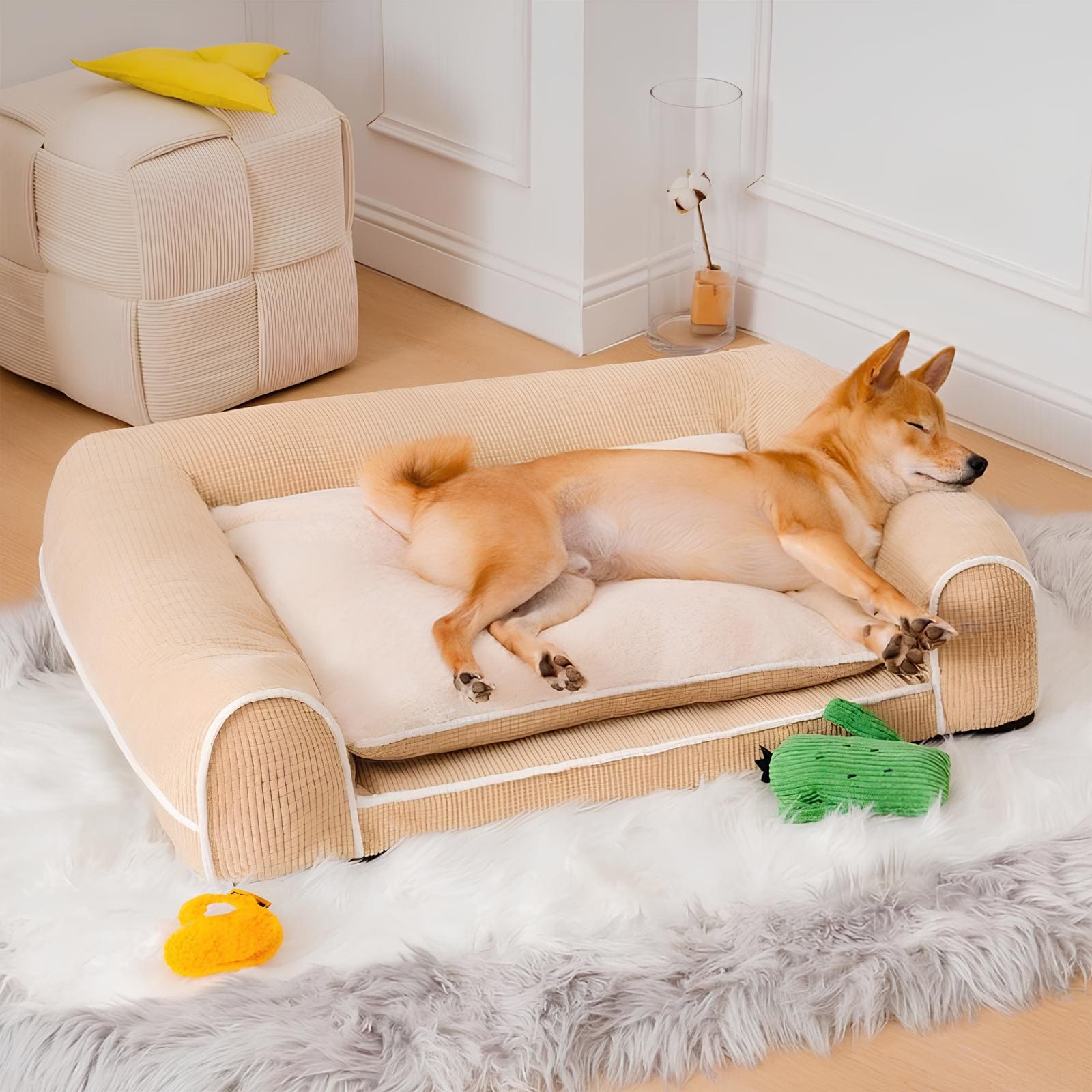 flanell-deluxe-orthopaedisches-hundebett-memory-schaum-komfort-joint-support-HappyHunde