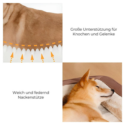 modernes-hundebett-orthopädisches-hundesofa-kunstlammfell-komfort-stil-happyhunde

