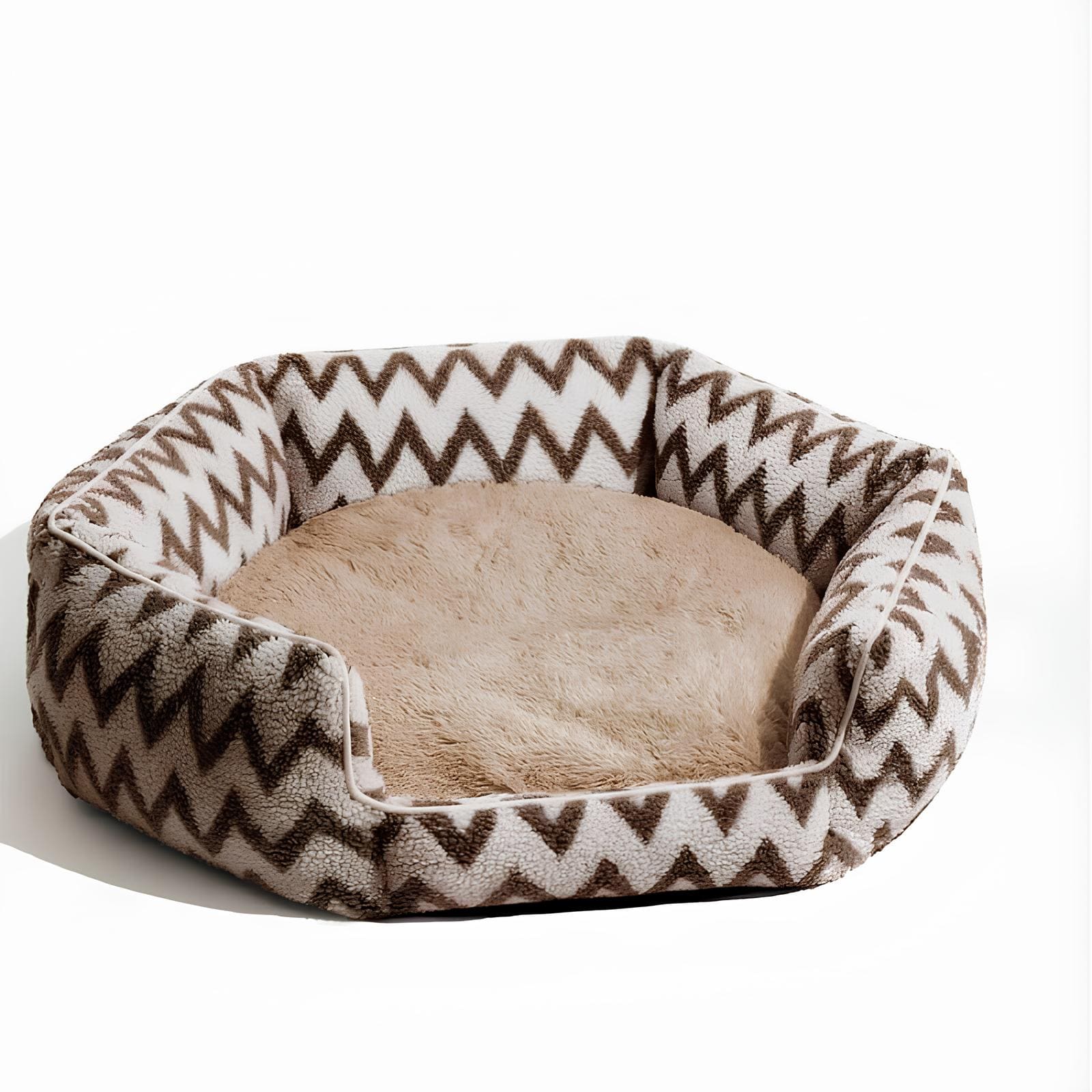 plüsch-hundebett-chevron-stil-komfort-kuschelig-waschbar-geborgenheit-happyhunde