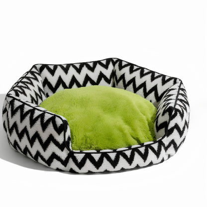 plüsch-hundebett-chevron-stil-komfort-kuschelig-waschbar-geborgenheit-happyhunde