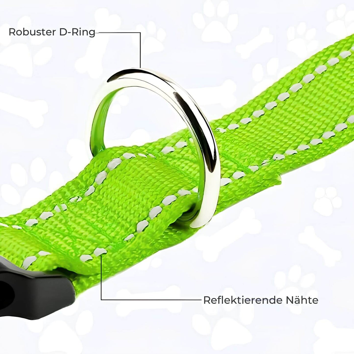 Reflektierendes Hundehalsband - Verstellbares Sicherheits-Nylonhalsband