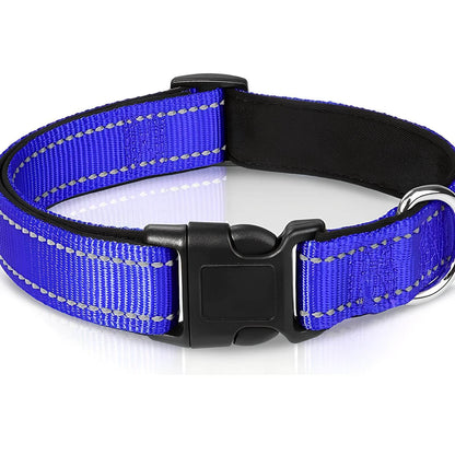 Reflektierendes Hundehalsband - Verstellbares Sicherheits-Nylonhalsband