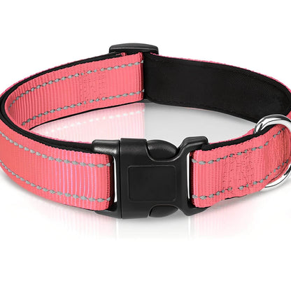 Reflektierendes Hundehalsband - Verstellbares Sicherheits-Nylonhalsband