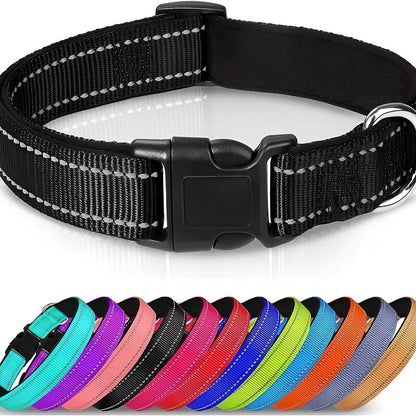 Reflektierendes Hundehalsband - Verstellbares Sicherheits-Nylonhalsband