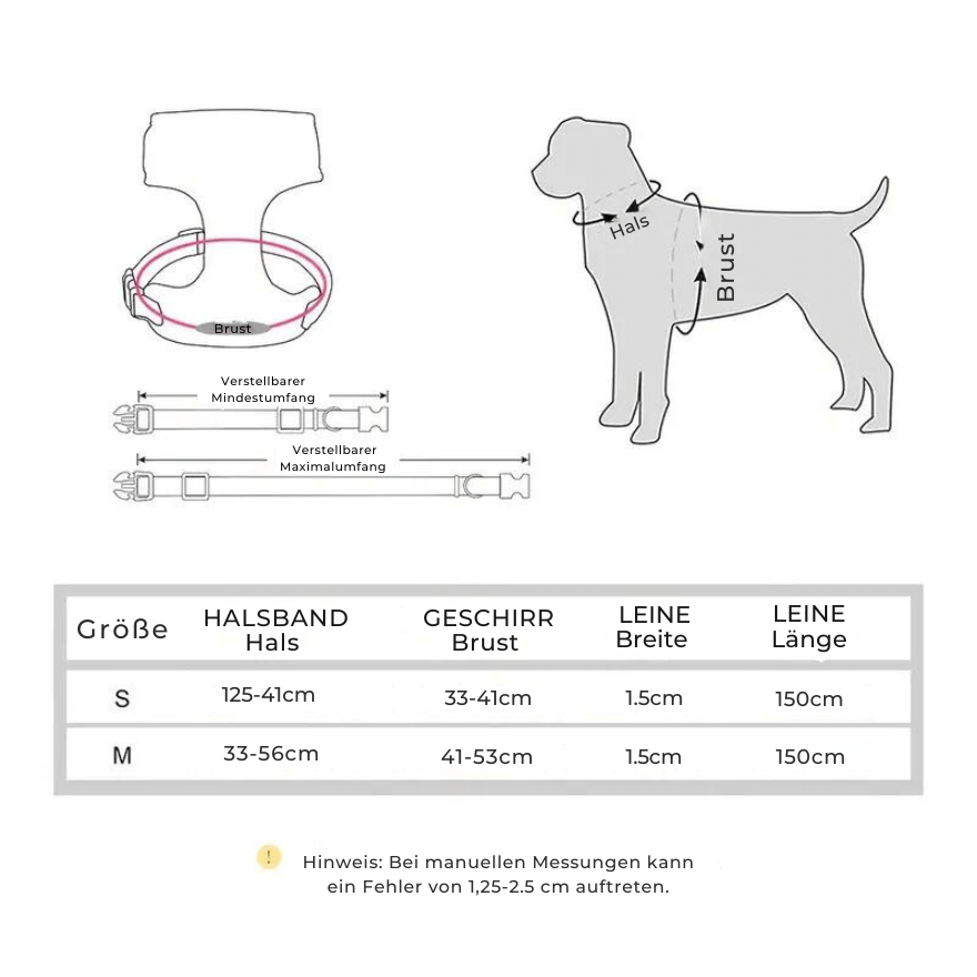 Weiches, atmungsaktives Hundegeschirr-Set - Verstellbares Geschirr, Leine & Halsband mit Schleife